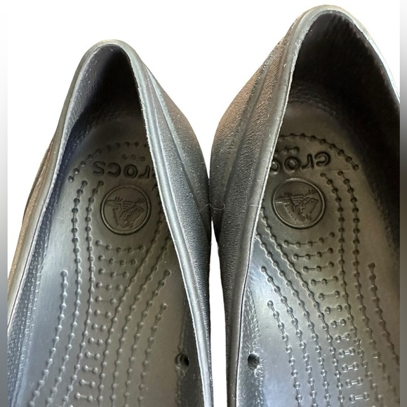 CROCS KADEE BLACK CAP TOE MIRROR BAND BALLET FLATS SIZE 8 - Picture 7 of 10